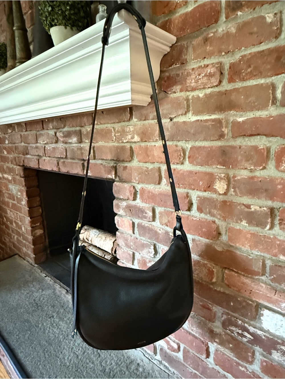 Aallyn Marley Hobo Pebbled Black Leather Bag